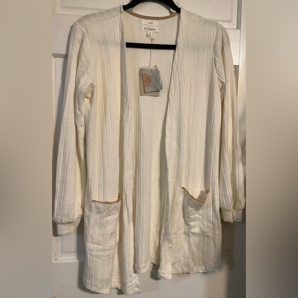 076 Blu Pepper Cozy Life Knit Cardigan